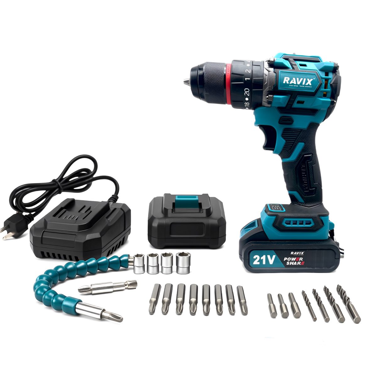 دریل شارژی براشلس‌ چکشی‌ راویکس مدل 21v